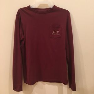Maroon Long- Sleeve Vintage Whale Graphic t-shirt